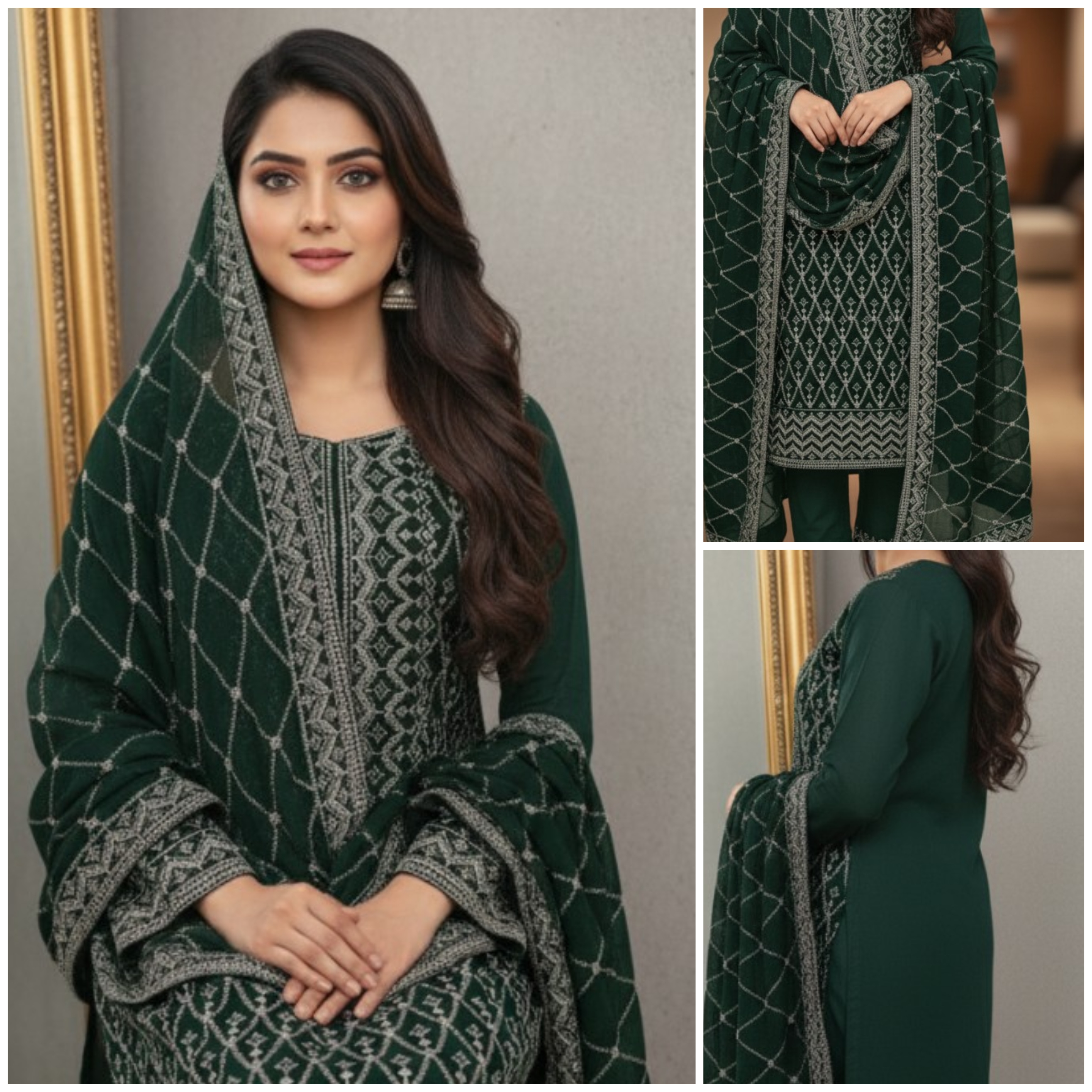 জর্জেট থ্রি পিস Code:991