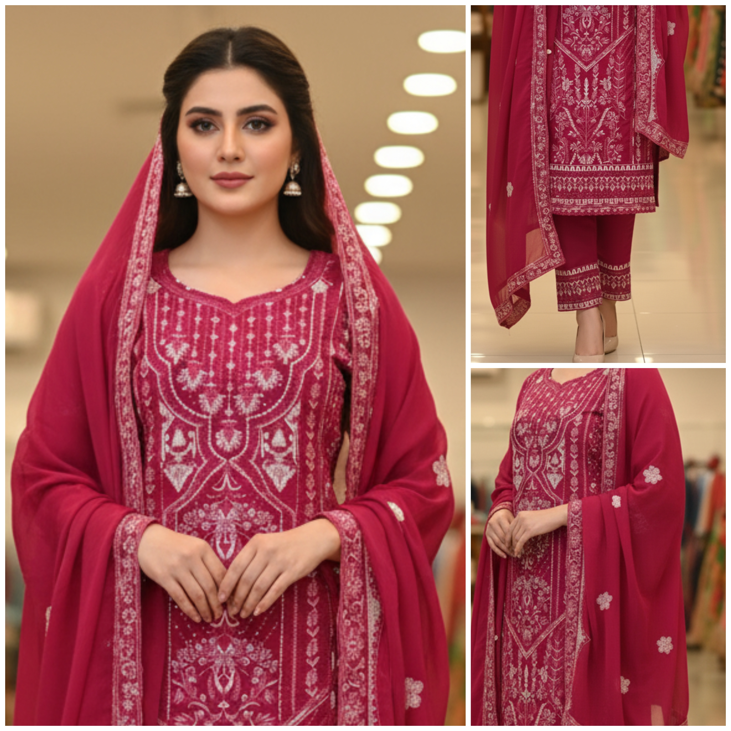 জর্জিট থ্রি পিস Code:992