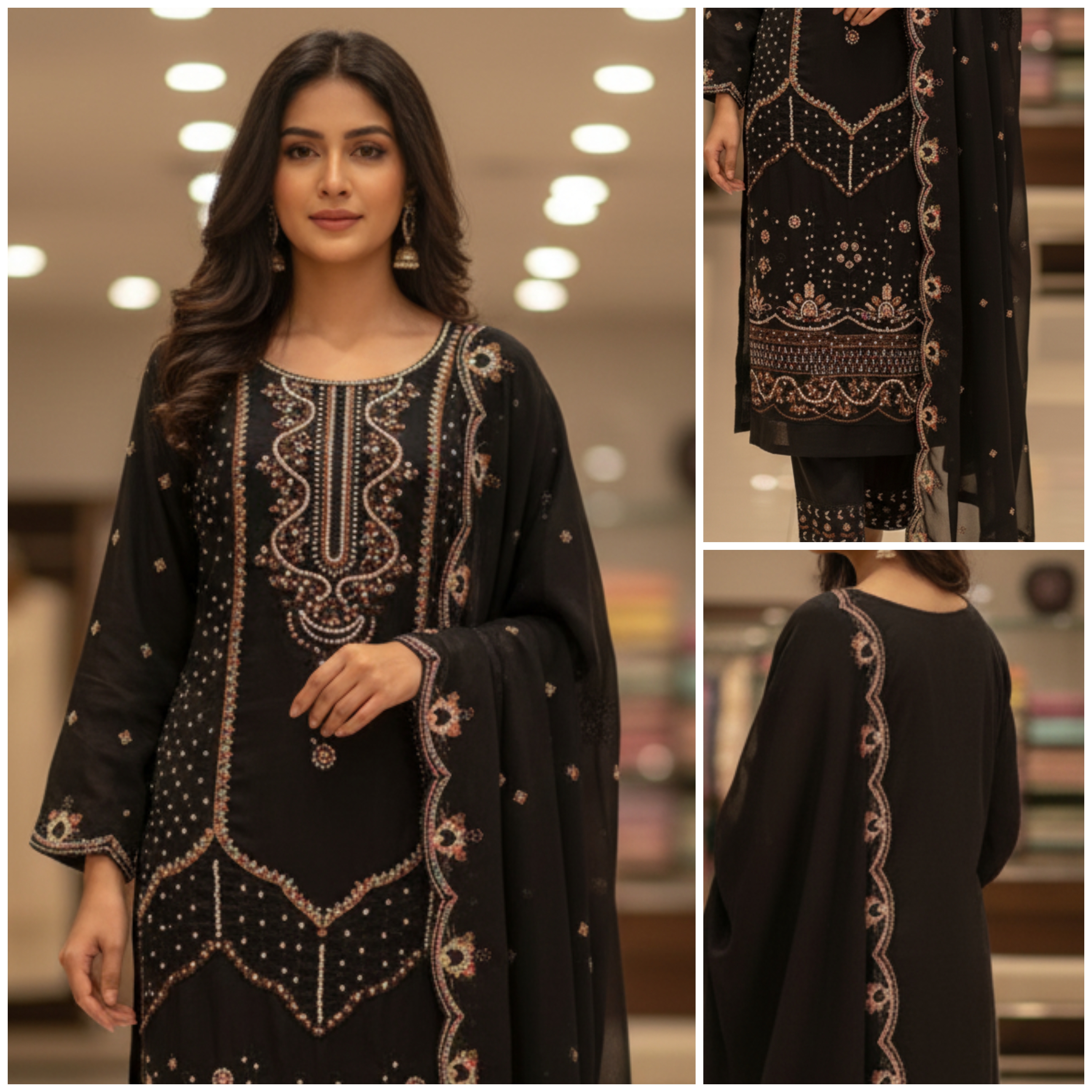 জর্জিট থ্রি পিস Code:993